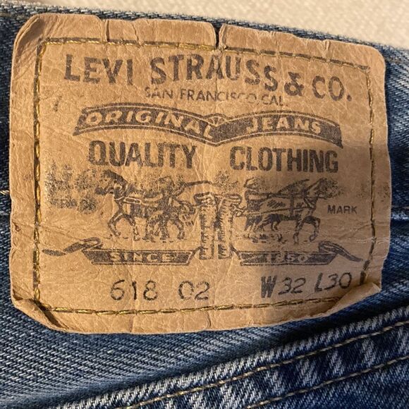 Vintage Levi’s 618 02 Orange Tab Blue Fade Denim High Rise Jeans Shorts - Picture 2 of 7